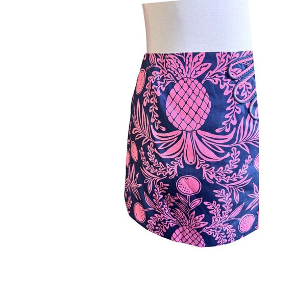 Lilly Pulitzer Womens Pink & Navy Pineapple Print Skirt Size 2 - Picture 4 of 8